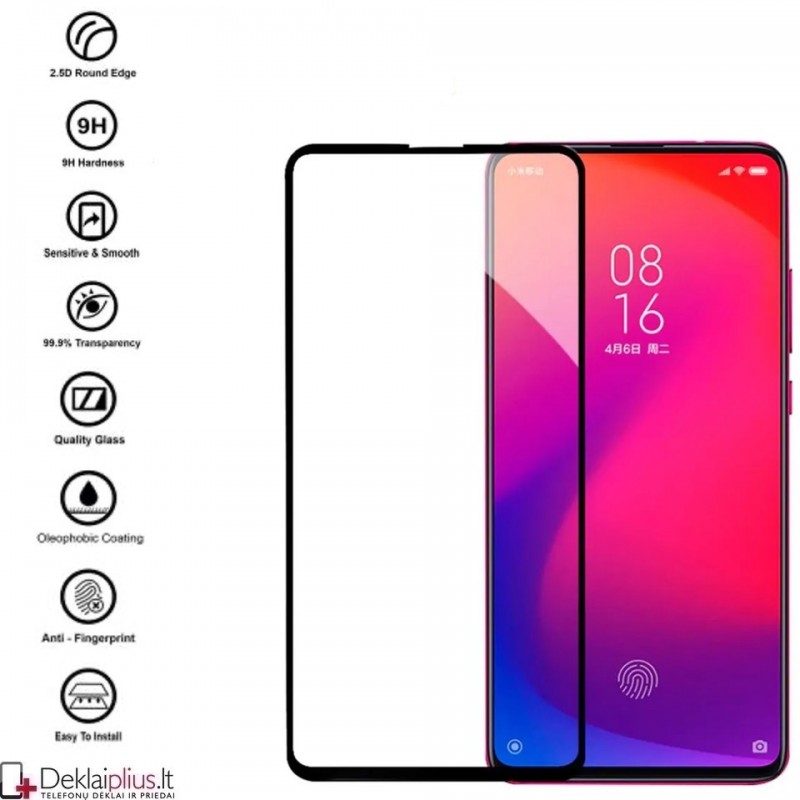 Telefono ekrano grūdintas stiklas - per visą ekraną (Xiaomi Mi 9T/K20 Pro) Telefono ekrano grūdintas stiklas - per visą ekraną (Xiaomi Mi 9T/K20 Pro)